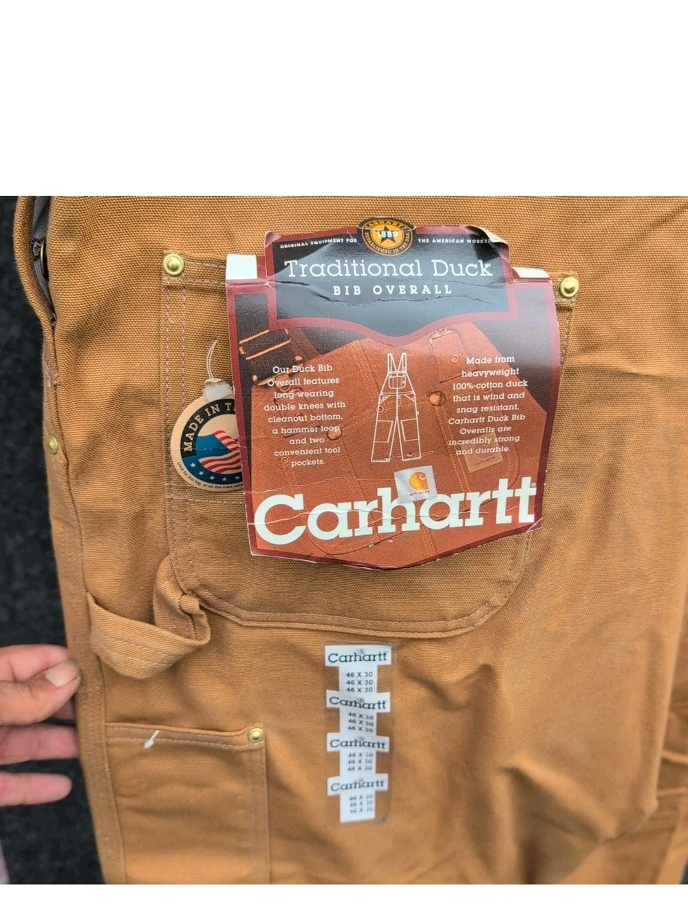 Vintage Carhartt Duck Bibs 46x30 Brown Double Knee Unlined Work Overalls R01 USA